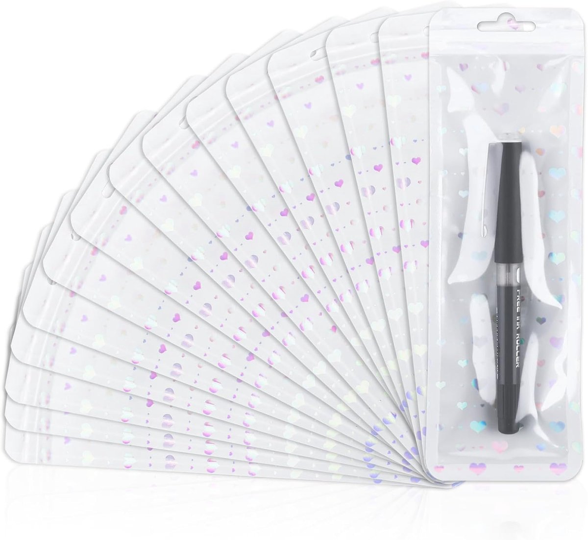 200 stuks penverpakkingszakken, pennenzakken voor kralenpennen, holografische zakken, penverpakking lipgloss verpakking, kleine verpakkingszakken voor pen, snoep, sieraden, cosmetica (200)