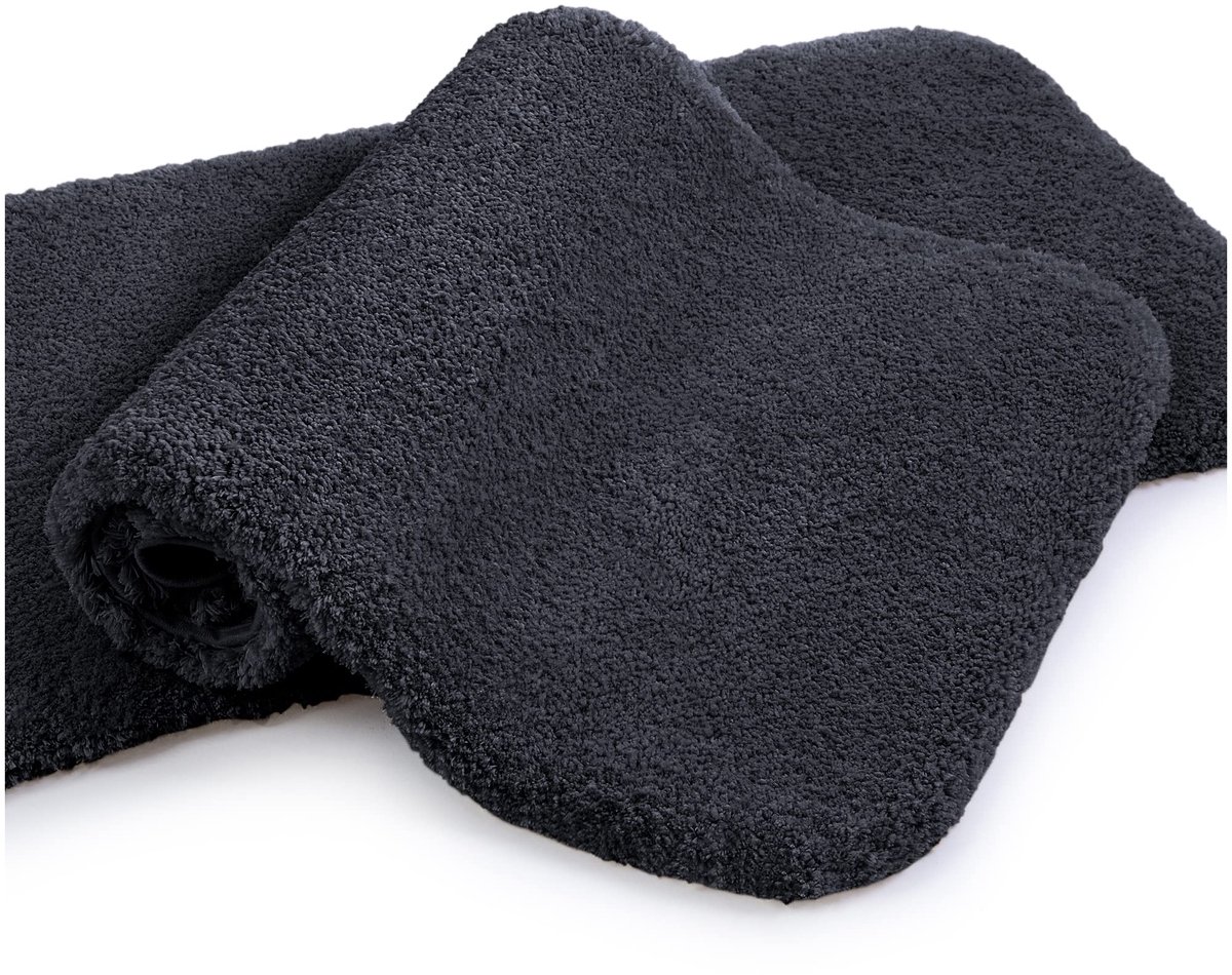 Set van 2 Stuks - Badmat - Extra Dikke & Superzachte Badkamer Vloerkleed - Antislip en Hoogabsorberend - Machinaal Wasbaar - 50 x 80 cm (Zwart)