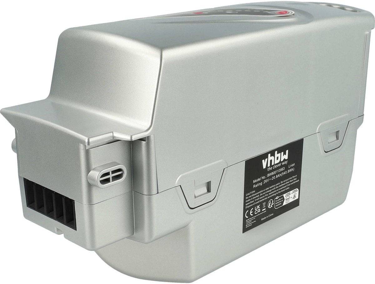 vhbw-accu compatibel met Raleigh Dover DD, 40 Premium, De Luxe P8 XXL, 360, de Luxe Front, de Luxe, 40 E-Bike (20,8 Ah, 25,2 V, Li-Ion) - zilver