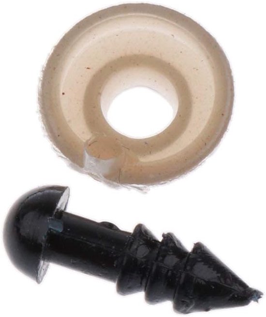 zalati Poppen neus 100 stuks met draadeinde sluitring kunststof voor naaldvilten berenpoppen speelgoed - zwart, 5 mm — afbeelding 2