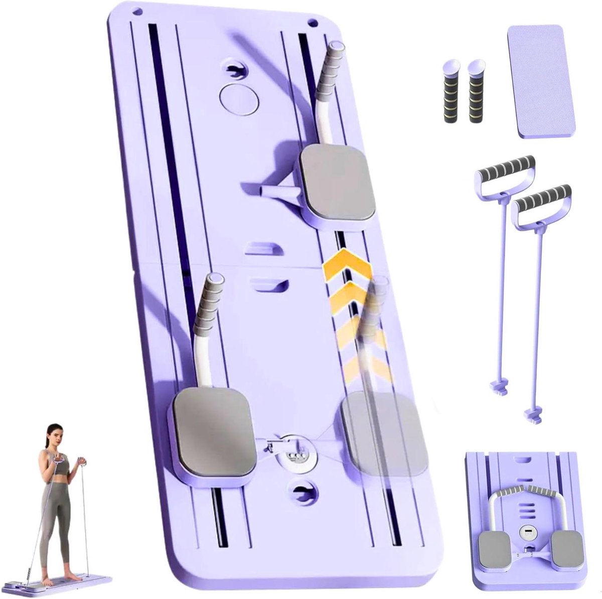 Pilates Reformer Bord - Fitness Set - Thuis Workout - Opvouwbaar Ontwerp - 4.6 Kilogram - Zwart