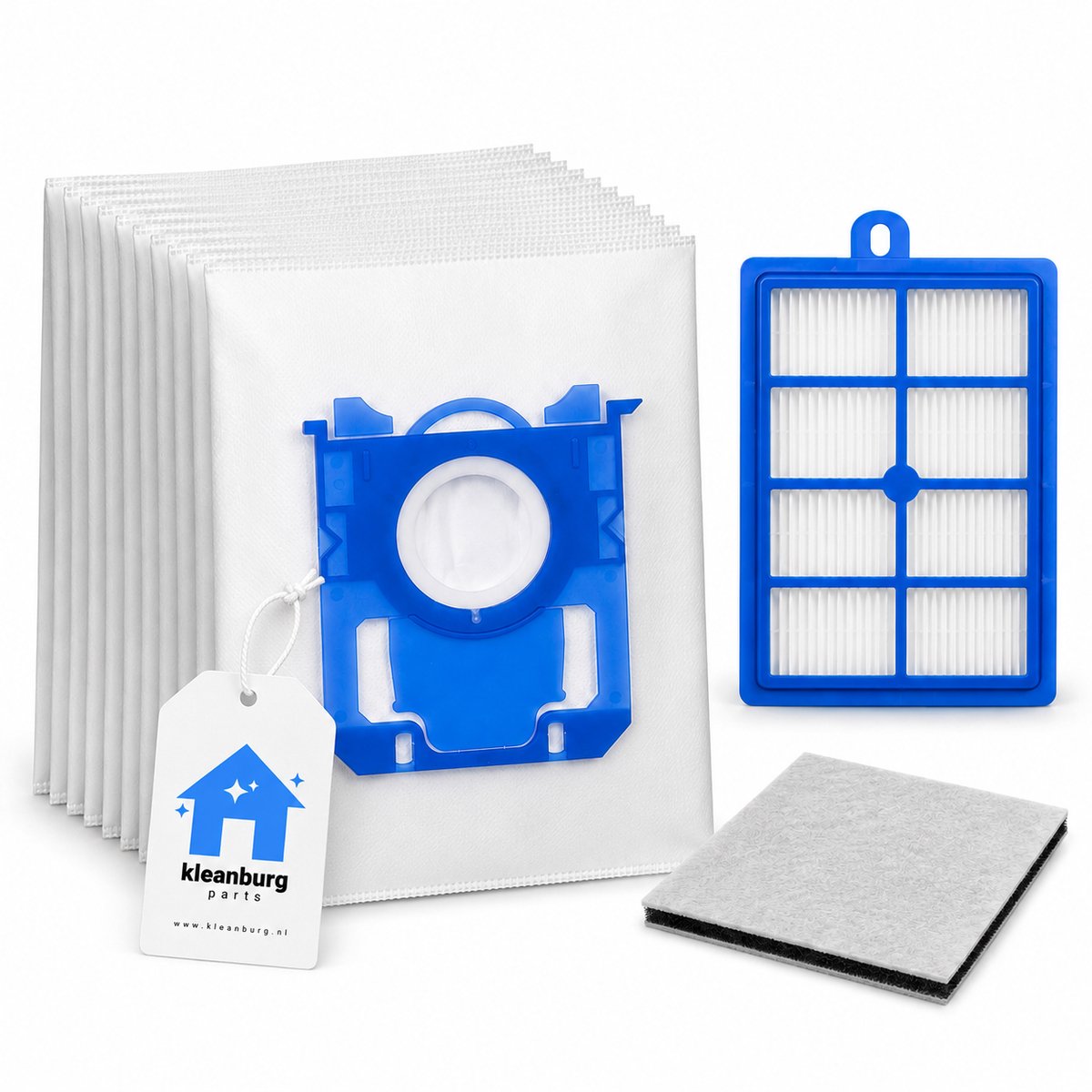 Kleanburg® - Geschikt voor Philips Performer Silent - Onderhoudsset - 10 Stofzuigerzakken - 1 HEPA-filter - 1 Motorfilter