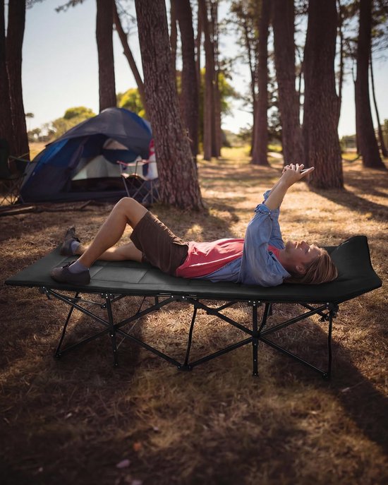 Campingbed Opvouwbaar - Inclusief Matras en Hoofdkussen - Direct Klaar voor Gebruik - Draagvermogen tot 204 kg - 200 x 79 cm — afbeelding 3