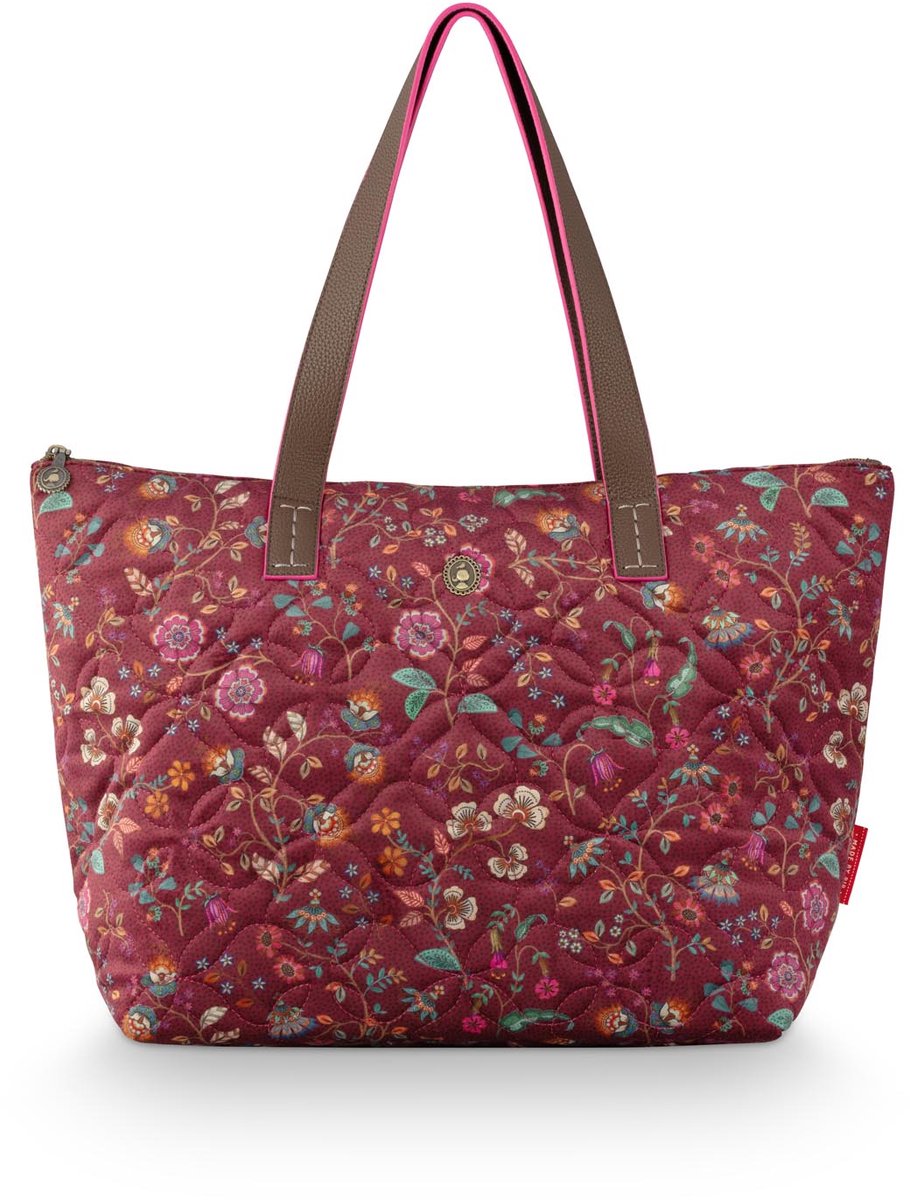 Pip Studio - Tote Bag - Tilda Medium Flora Bangalore - Donkerroze - 47x17x37cm
