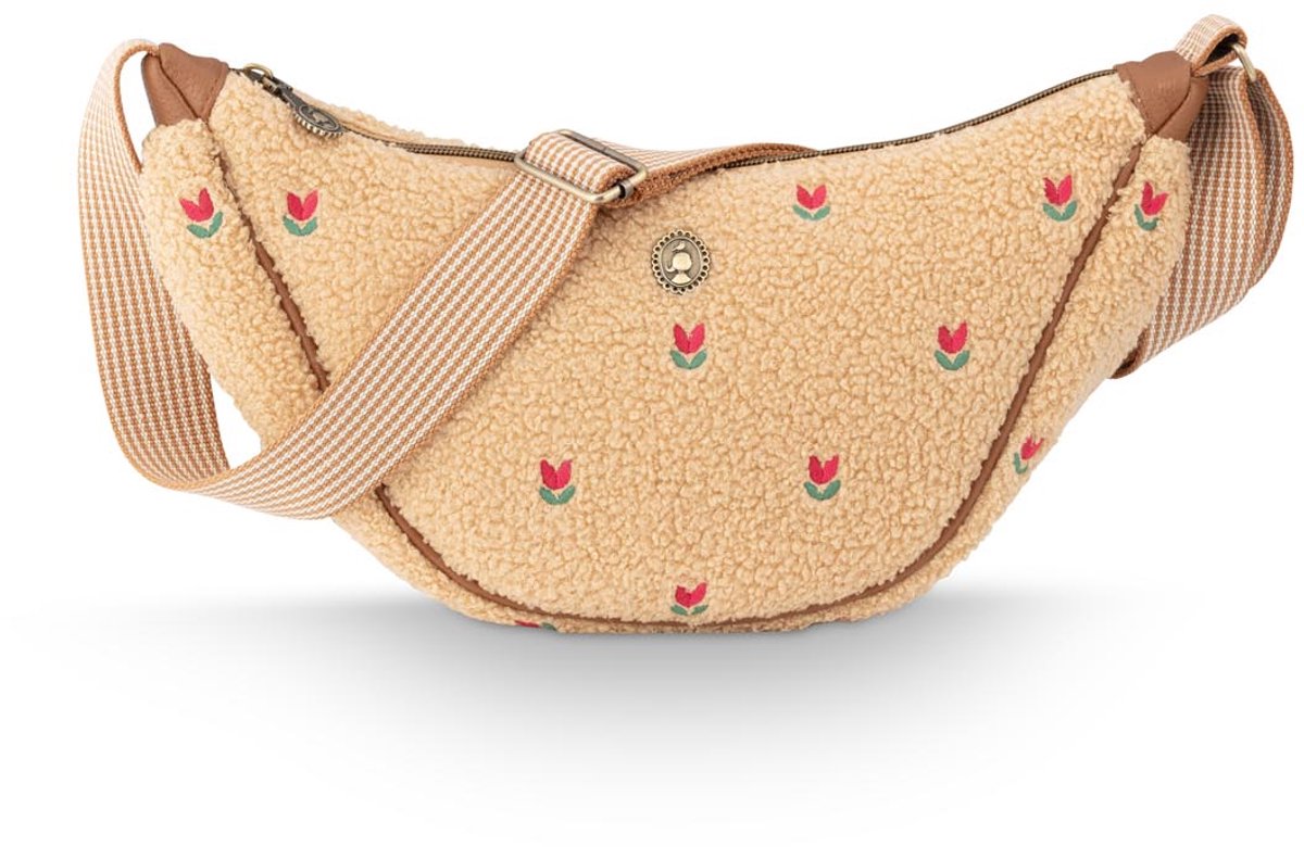 Pip Studio - Crossbody Tas - Freya Half Moon Teddy - Zand - 34x10x16cm