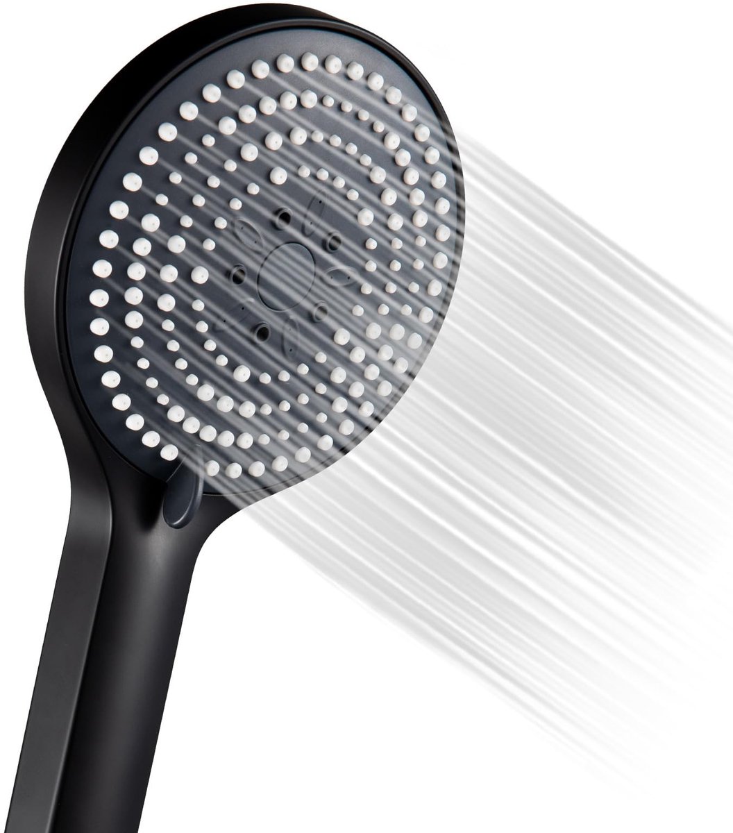Douchekop, Handdouche, met 6 Massagestanden, Waterbesparende Douchekop, Handdouche, Groot Formaat (Φ130mm), Zwart