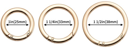 8 stuks Trigger Spring Gate O-ringen, metalen ronde veer split karabijnhaak clip voor sleutelhangers, sleutelhangers, handtas, portemonnee, portefeuilles, tassen, doe-het-zelf decoraties (goud — afbeelding 4