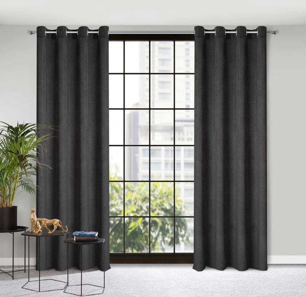 Gordijn met oogjes 1 stuk Velvet koudebescherming gordijn slaapkamer woonkamer balkondeur 140x250cm zwart