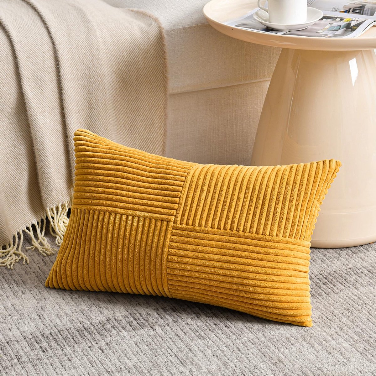 Kussenhoezen, 40 x 80 cm, corduroy fluweel, modern, zacht, decoratief, met verborgen ritssluiting, voor bank, slaapkamer