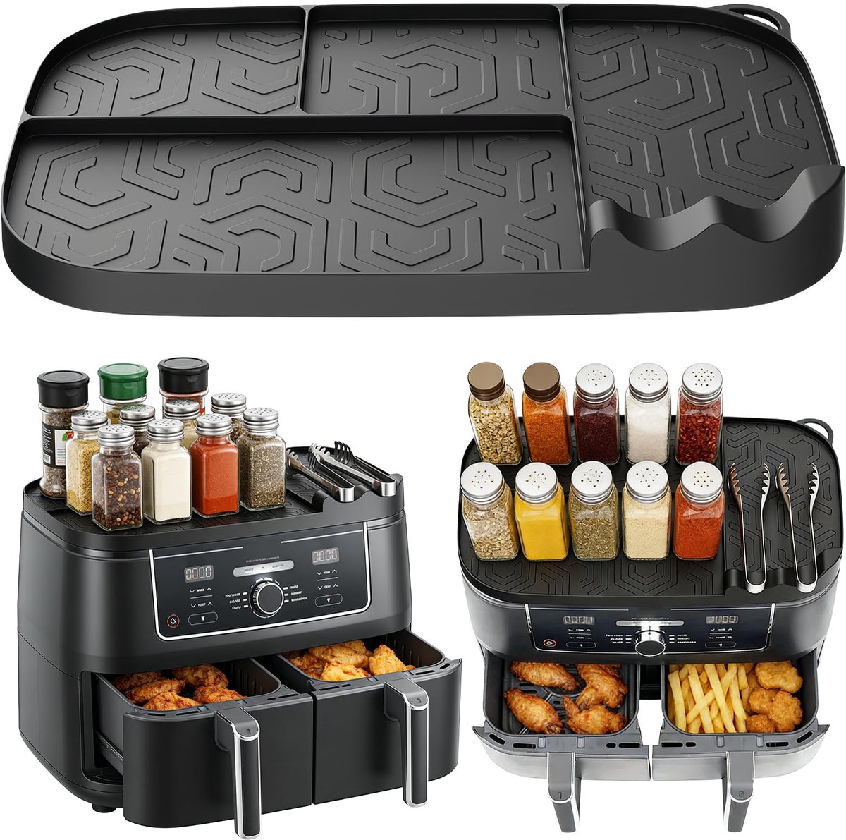 Opbergrek met siliconenmat voor Ninja Foodi Max Dual Zone heteluchtfriteuse airfryer-accessoires compatibel met Ninja AF400EU AF451EU AF500EU DZ401 (9 5-10 4 liter) antislip