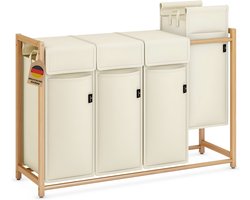 JCP® Wasmand - 200L - Wasmanden - Wasmand 4 Vakken - Beige - 54cm x 36cm x 83cm