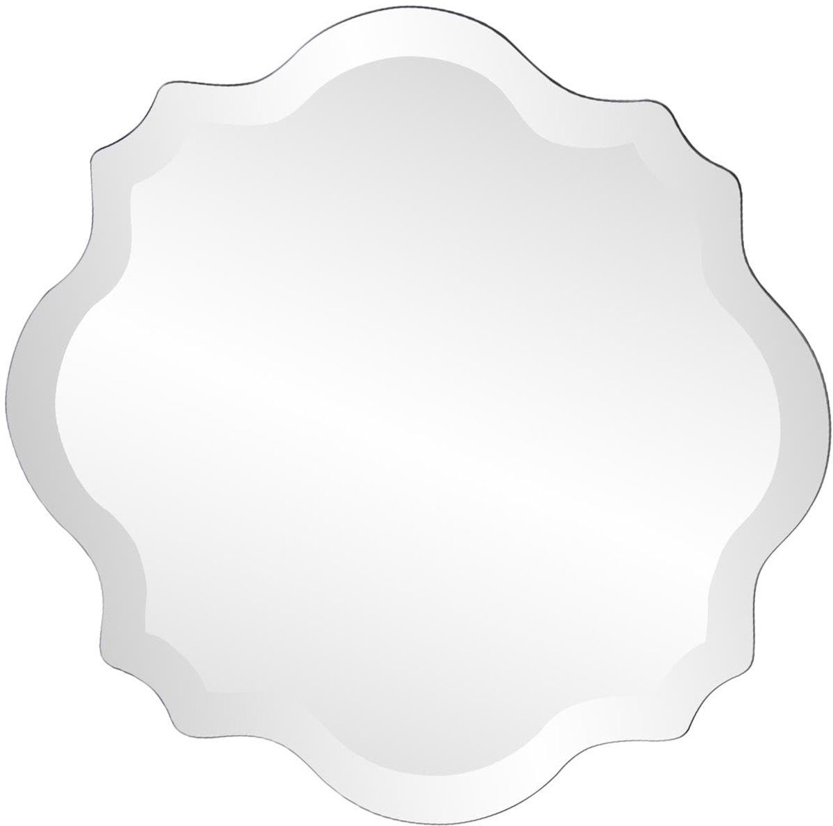 Elliott Frameloze Geschulpte Hangende Wandspiegel, Accent, Zilverkleurig, Decoratieve Spiegel voor Woonkamer Slaapkamer Kantoor Entree Decor, 40,6 x 40,6 cm