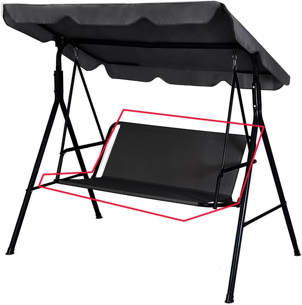 hoes voor tuinstomel, duurzame 600D Oxford-stof, tuinschommelstoelhoes, outdoor, geschikt voor 2- en 3-zitsschommelstoel, 115 x 48 x 48 cm, zwart