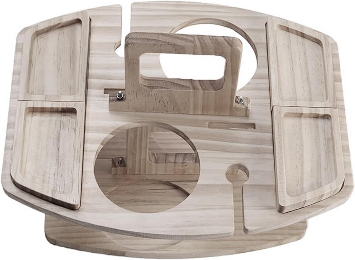 Picknick wijntafel, klaptabel voor picknick met houder voor rode wijnglas, houten mini snack dienblad, draagbare outdoor picknicktafel voor picknick, camping, strand — cadeau in Kookcadeaus - foto 4