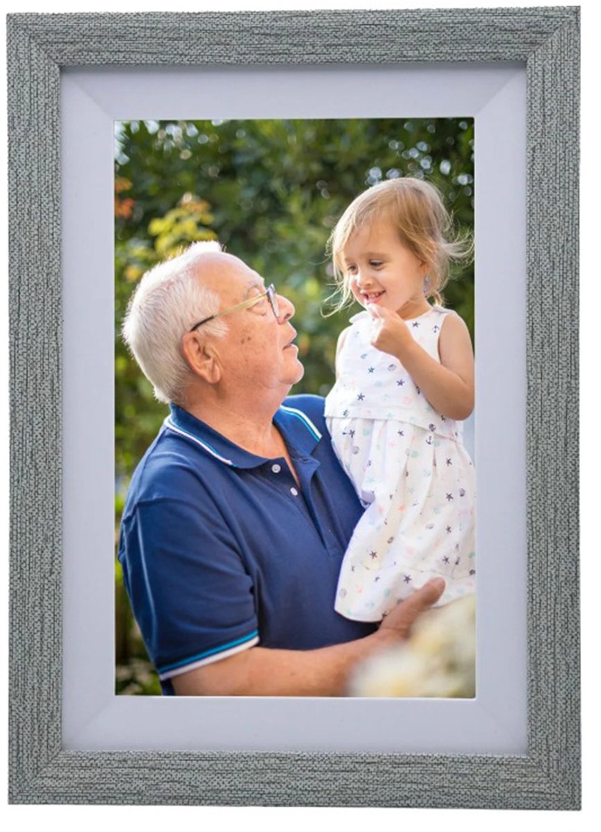 Digitale fotolijst met WiFi en Frameo App – Fotokader - 10 inch - Pora – HD+ -IPS Display – Wit/Zilver - Micro SD - Touchscreen