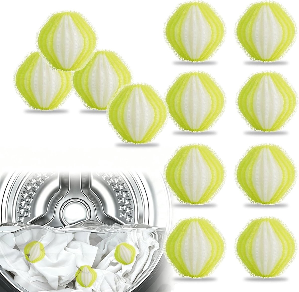12 Stuks Herbruikbare Pluisballen voor de Wasmachine, Effectieve Haarvanger voor Dierenharen en Pluisjes, Ideaal voor Katten en Honden