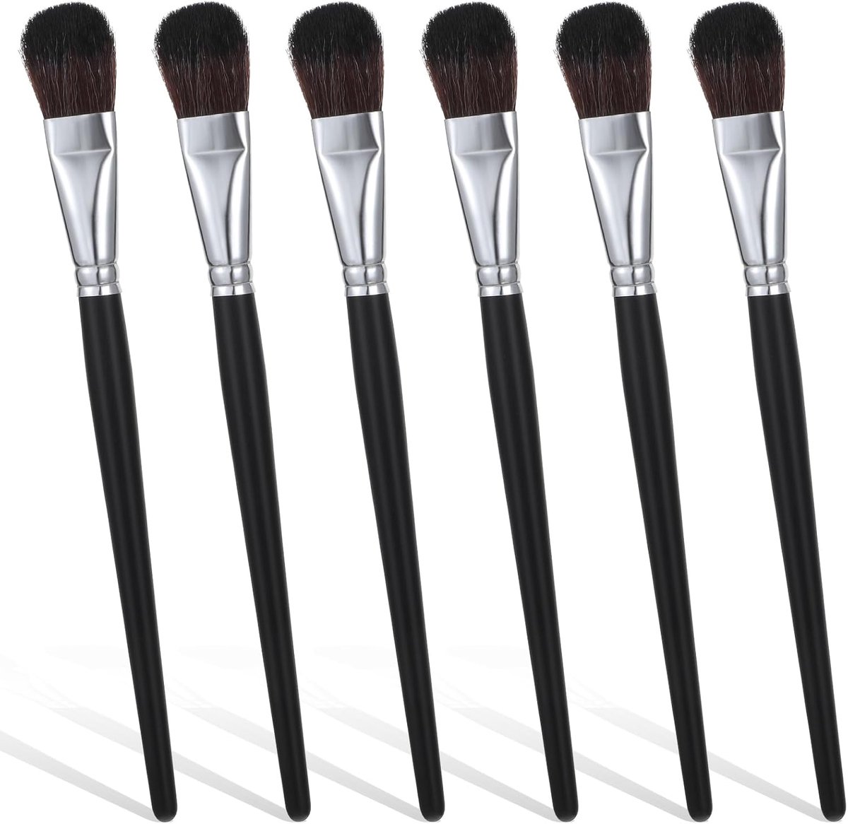 6 stuks 1 Inch Mop Borstel voor Acryl Schilderij Ovale Borstels met Korte Houten Handvat Olieverf Borstels voor Aquarel Gouache Canvas Art Gezicht Body Schilderijen (zwart)