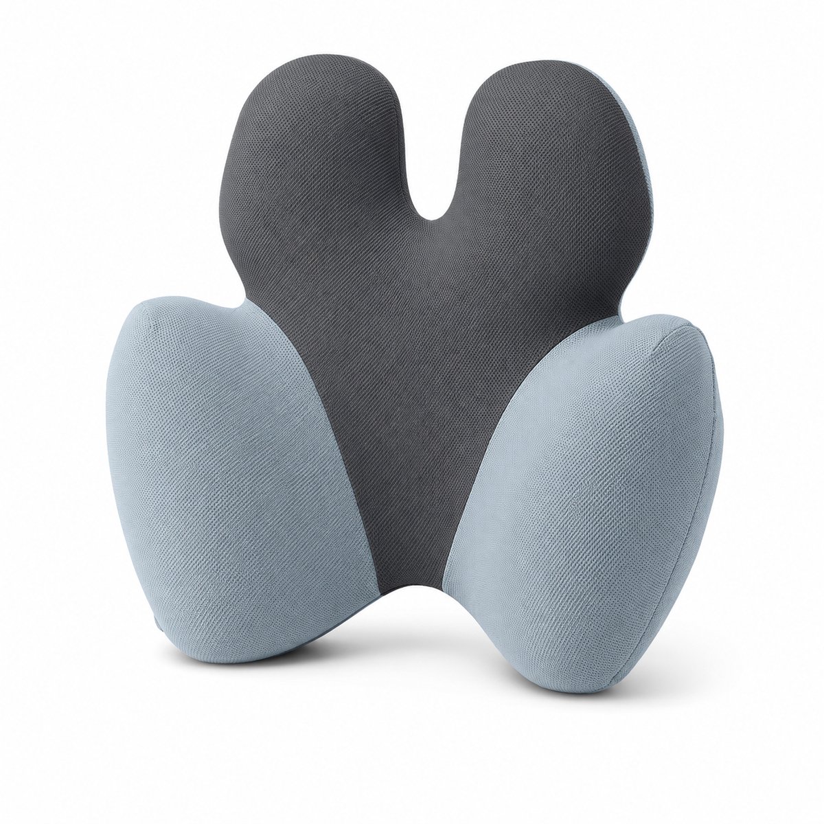 Gloovon® Lendensteun Kussen - Ergonomisch Rugkussen 3-Zone - Traagschuim - Blauwgrijs - 44,1x42,1x13,5cm - voor Bureaustoel & Auto
