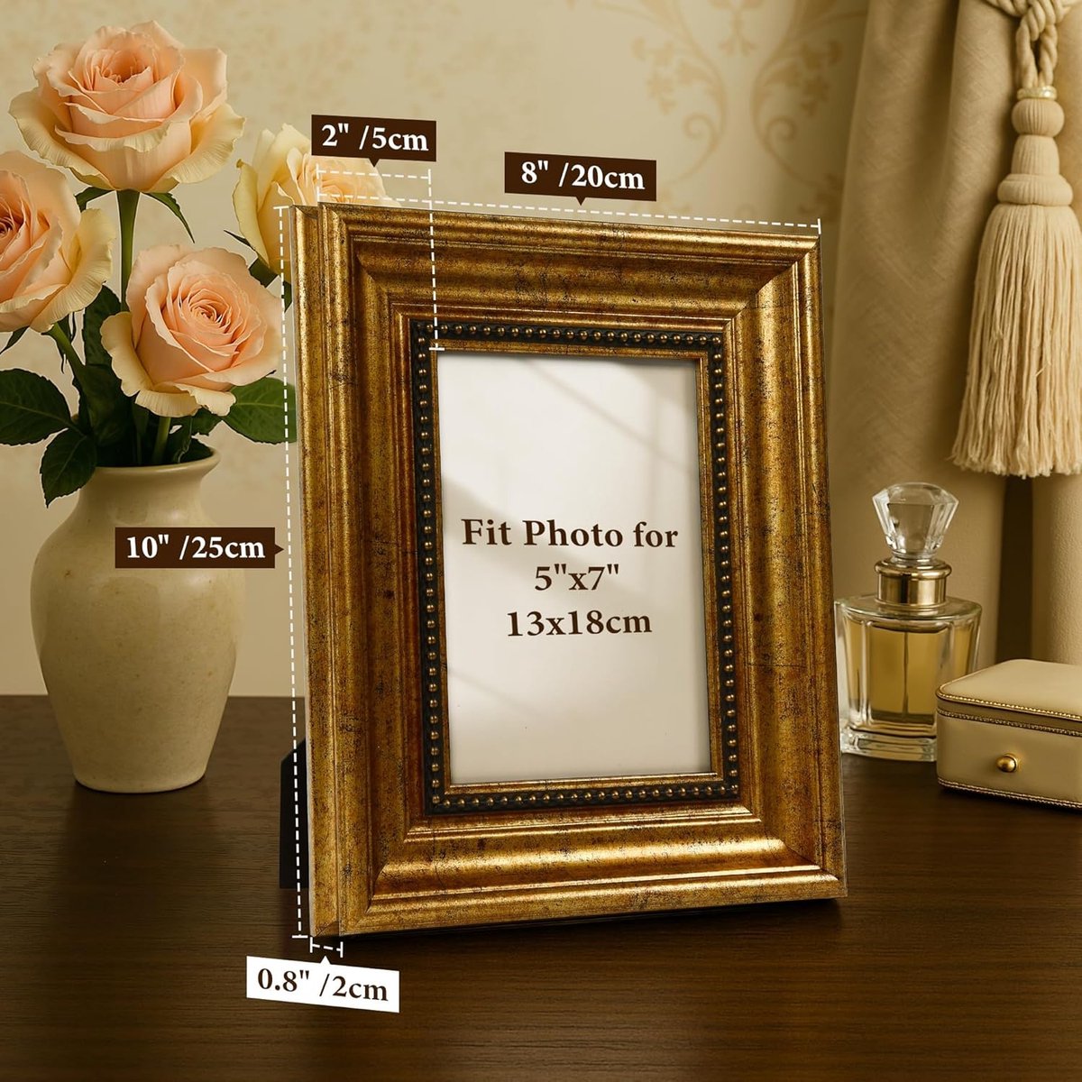 13x18 Gouden Fotolijst Retro Antieke Foto Lijst Met Parel Decoratie Vintage PS Lijst Wand Tafel Display Moederdag Verjaardag Bruiloft Cadeau Voor Moeder Oma Familie
