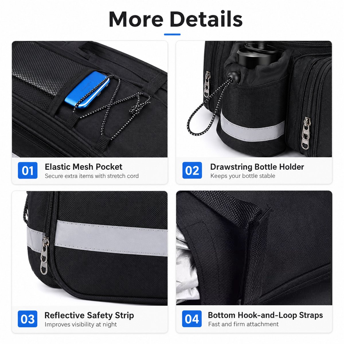 Waterdichte Fietstas Achterop Fiets – 27L Uitbreidbare Bagagedragertas – Touring Fietstas voor Lange Afstand – Met Regenhoes en Reflecterende Details – Zwart – 1 Stuk — cadeau in Sport & Outdoor - foto 3
