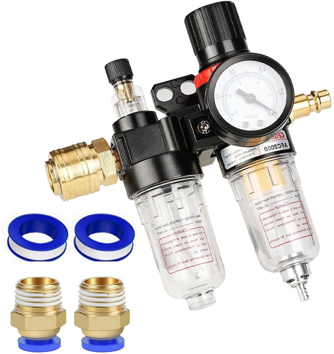 OUYLAF compressor accessoires - Drukregelaar met waterafscheider - drukregelaar - drukregelaar compressor - luchtdrukgereedschap - 1/4 inch - Drukregelaar