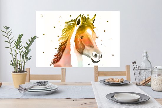 Stickers Stickers muraux - Cheval - Couleurs - Wit - 90x60 cm - Feuille adhésive