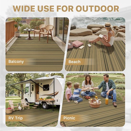 Outdoor Tapijt - Tuintapijt Buitenmat - Buiten Leven - Omkeerbaar Waterdicht - 150 x 240 cm - Zwartbruin van OutDoor — afbeelding 2