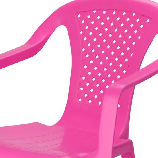 Pro Garden Stoeltjes voor kinderen - 1x - roze - 38 x 52 cm - voor binnen en buiten - kunststof - voor kinderen van 3 tot 7/8 jaar - stapelbaar van Pro Garden — afbeelding 5