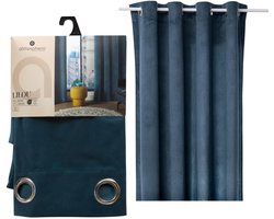 Atmosphera gordijn lilou - 2x - L260 x B140 cm - marine blauw - polyester - met ringen