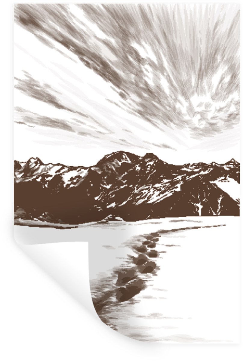 Muurstickers - Sticker Folie - Berg - Strand - Zee - 60x90 cm - Plakfolie - Muurstickers K