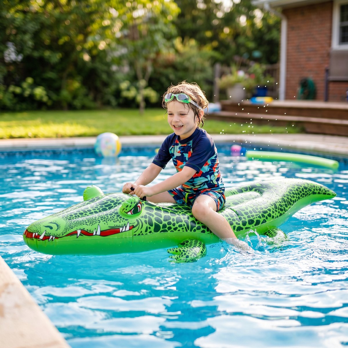 Eddy Toys Opblaas Krokodil – Opblaasdier Kinderen – Luchtbed Zwembad – Opblaasfiguur met Handgrepen – Voor Vakantie en Waterpret – 139x61x23 cm – Inclusief Reparatiepatch – foto 6