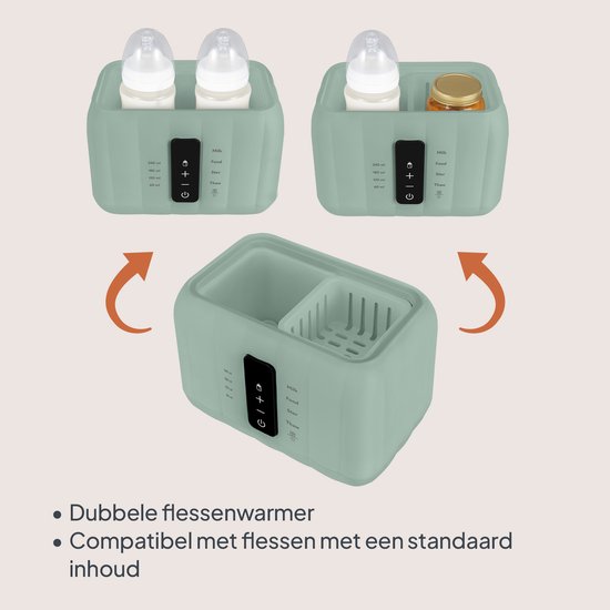Lionelo Thermup Duo Dubbele Flessenwarmer 6in1 - Flessenwarmer, Sterilisator & Ontdooier - Verwarmt 2 Flessen Tegelijk - Temperatuurbehoud tot 72 Uur - Sterilisatie 100°C - Touchscreen - BPA-vrij - Automatische Uitschakeling van LIONELO — afbeelding 4