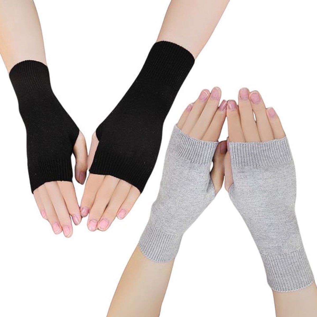 2 stuks wollen vingerloze handschoenen voor dames en heren, winter warme vingerloze wanten handschoenen, touchscreen smartphone dames handschoenen voor werken autorijden hardlopen