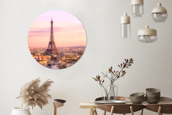 Paris aux couleurs pastel Cercle mural aluminium
