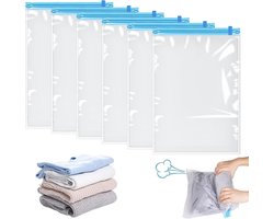 6 Pieces Roll-Up Storage Bags for Travel, 60 X 40 CM Hand Roll Vacuum Bag | No Pump or Vacuum Required, Reusable Space Saving, Reusable, for Travel Blankets Suitcase Backpack Travel Supplies