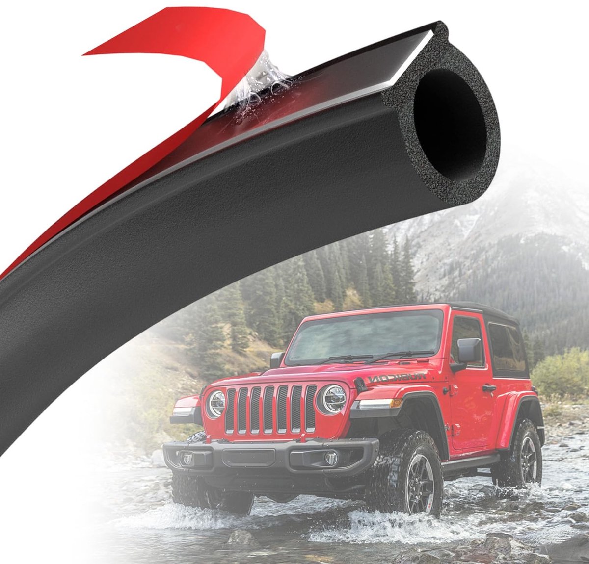Dailygoods - Autodeurafdichting, zelfklevend, rubber, 8 m D-vormige zelfklevende autodeurafdichting, universele geluidsisolatie en waterdichte rubberen afdichting, voor personenauto, bestelwagen, oldtimer, 15 x 15