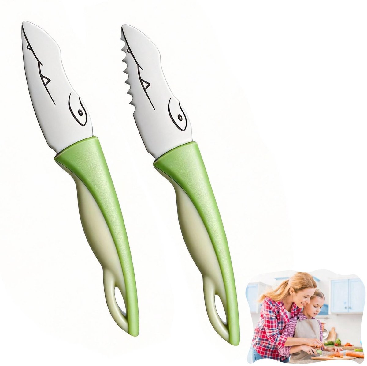 Dailygoods- Kindermessenset 2-delig - Veilig roestvrij staal - Antislip handgrepen - Afgeronde punten - Voor kinderen vanaf 3 jaar - Kookplezier zonder risico - Kindermessen