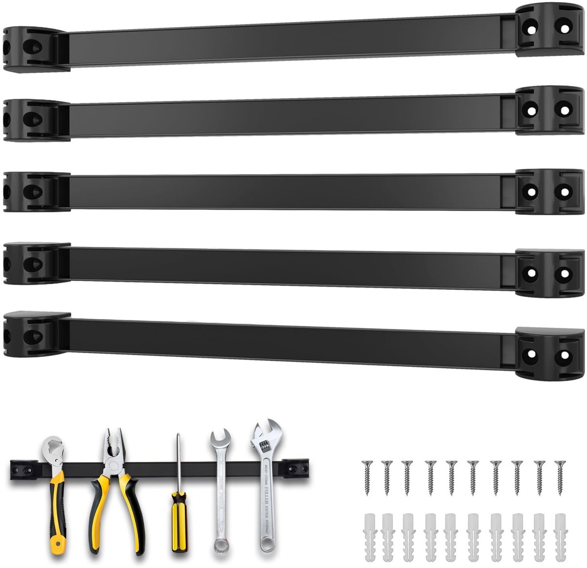 Dailygoods - Magneetstrip, roestvrijstalen messenhouder, magnetisch, plakband, zelfklevend, magnetische messenhouder, messenset voor keuken, garage, werkplaats (40 cm)