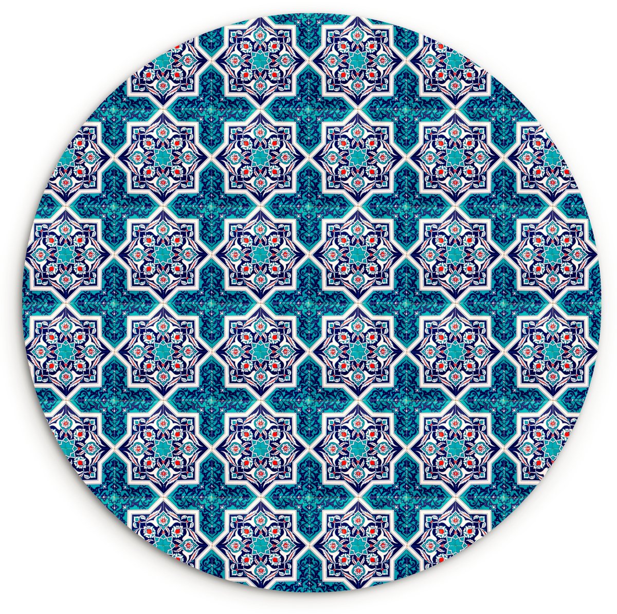 WallCircle® Wandcirkel 60x60 cm - Muurcirkel Een Marokkaanse Mozaïek tegelpatroon waar de 