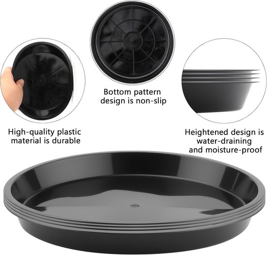 10 stuks ronde onderzetters voor bloempotten 12 cm kunststof plantenonderzetters plantenpot onderzetters potonderzetters planten zwart onderbord bloempot voor binnen- en buitenplanten — afbeelding 2