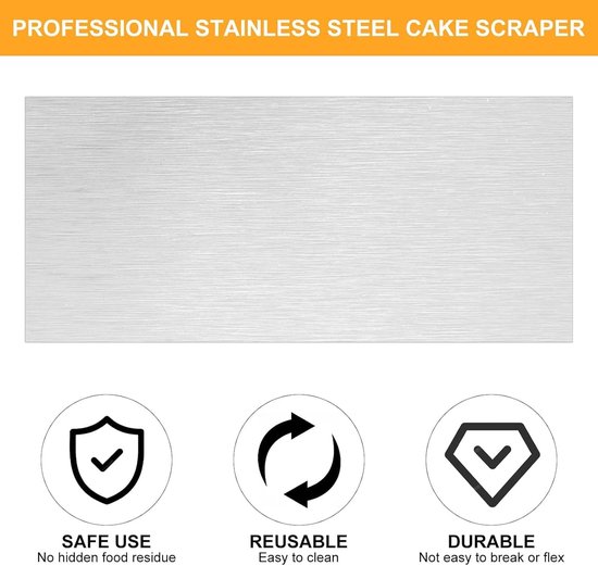 Taartschraper Zilver van Roestvrij Staal Taartgladder Taartspatel Taartschraper Taart Schraper Accessoires Keukenschraper Cake Scraper Spatel Keuken Bakken Taart voor Taart Buttercream DIY — afbeelding 2