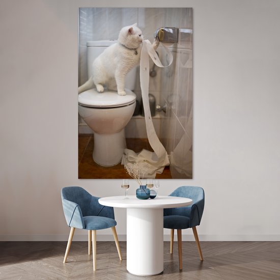 Affiche Chat qui joue avec du papier toilette - 120x180 cm XXL