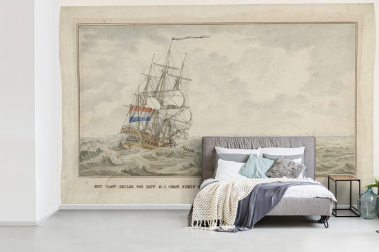 Papier peint vinyle - Le navire Woestduin se coince sur le Noorderrassen - Peinture de Cornelis de Jonker largeur 405 cm x hauteur 260 cm - Tirage photo sur papier peint (disponible en 7 tailles)