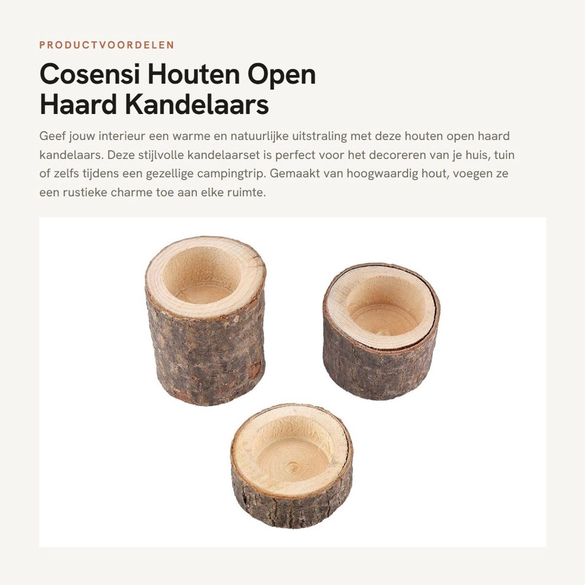 Dailygoods- Kandelaar Houten - Open Haard - Decoratie Huis - Tuin Ornament - Drie-delige Set - Bloempot Design