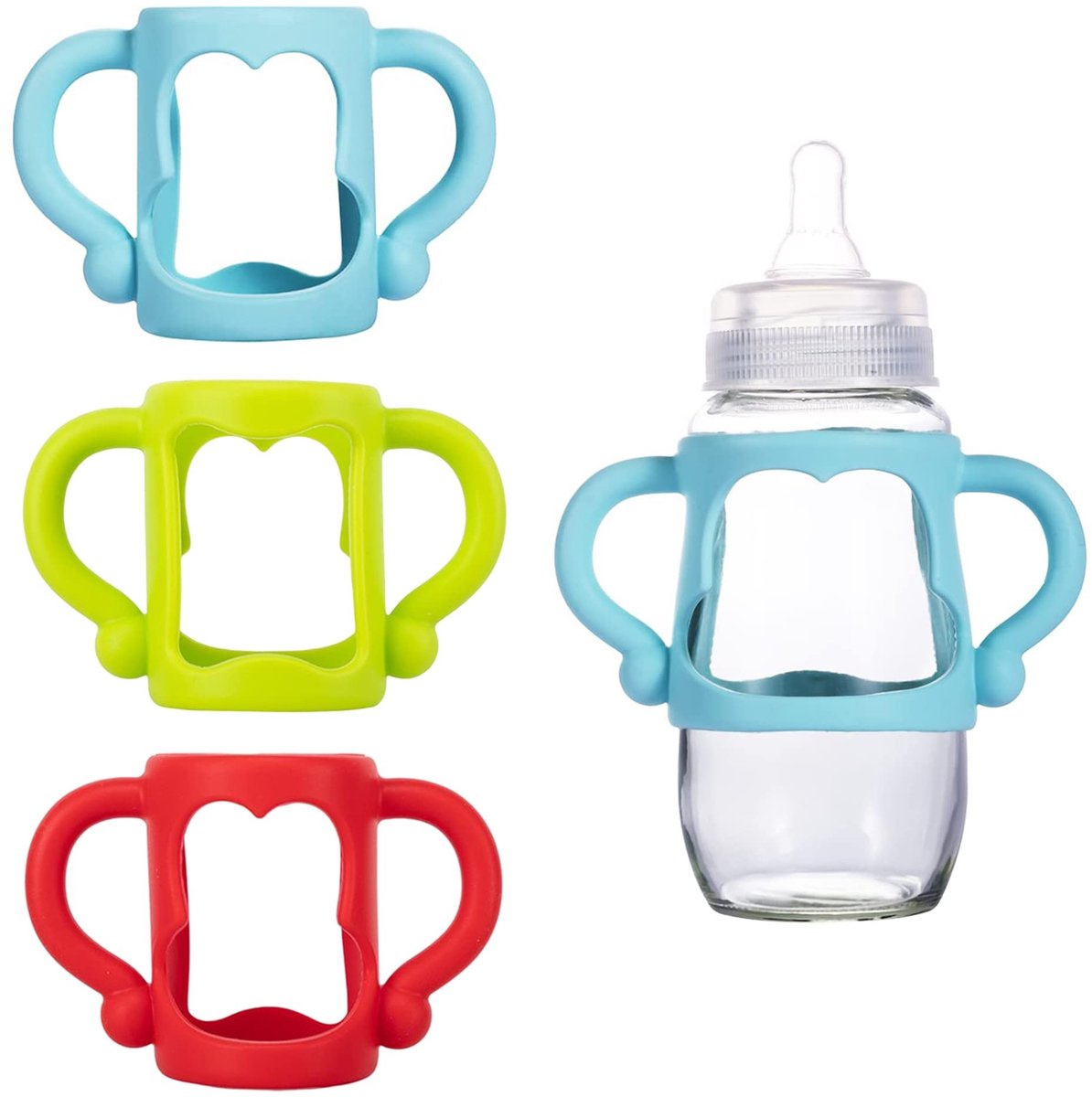 Dailygoods- Babyfles-Handgrepen 3 Stuks - Siliconen Flesgreep - Flessenhouder voor Kinderen - Kleine Handgreep - Compatibel met Dr. Brown Flessen - Fleshouder