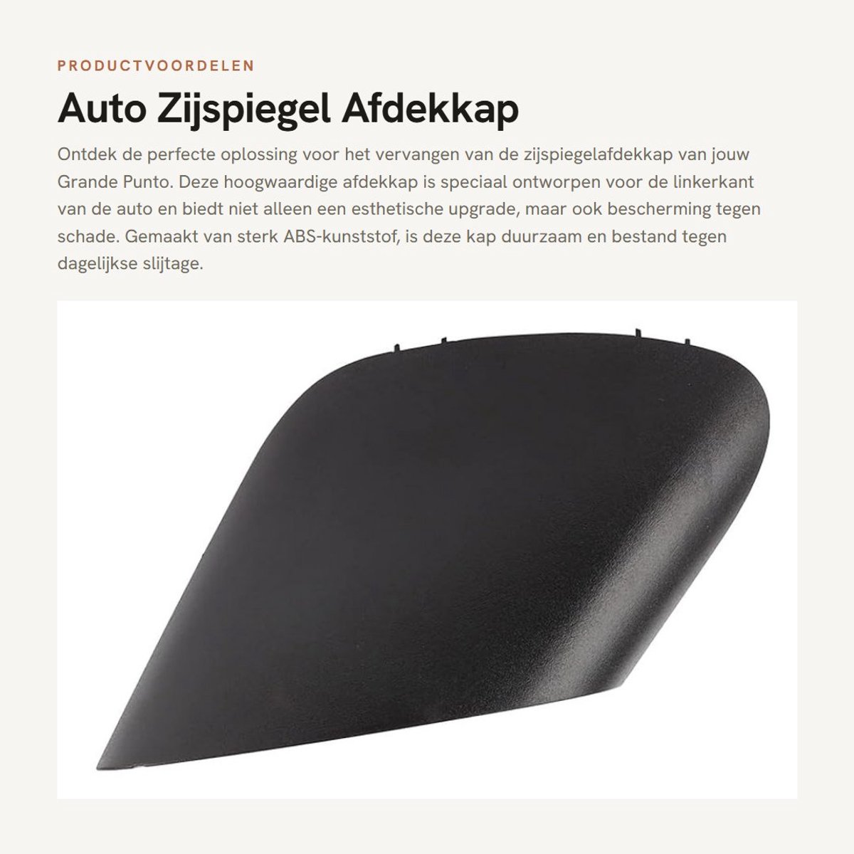 Dailygoods- Zijspiegel Afdekkap Hoogwaardig ABS - Grande Punto - Duurzaam - Eenvoudige Installatie - Bescherming Achteruitkijkspiegel - Zwart - Spiegelkap