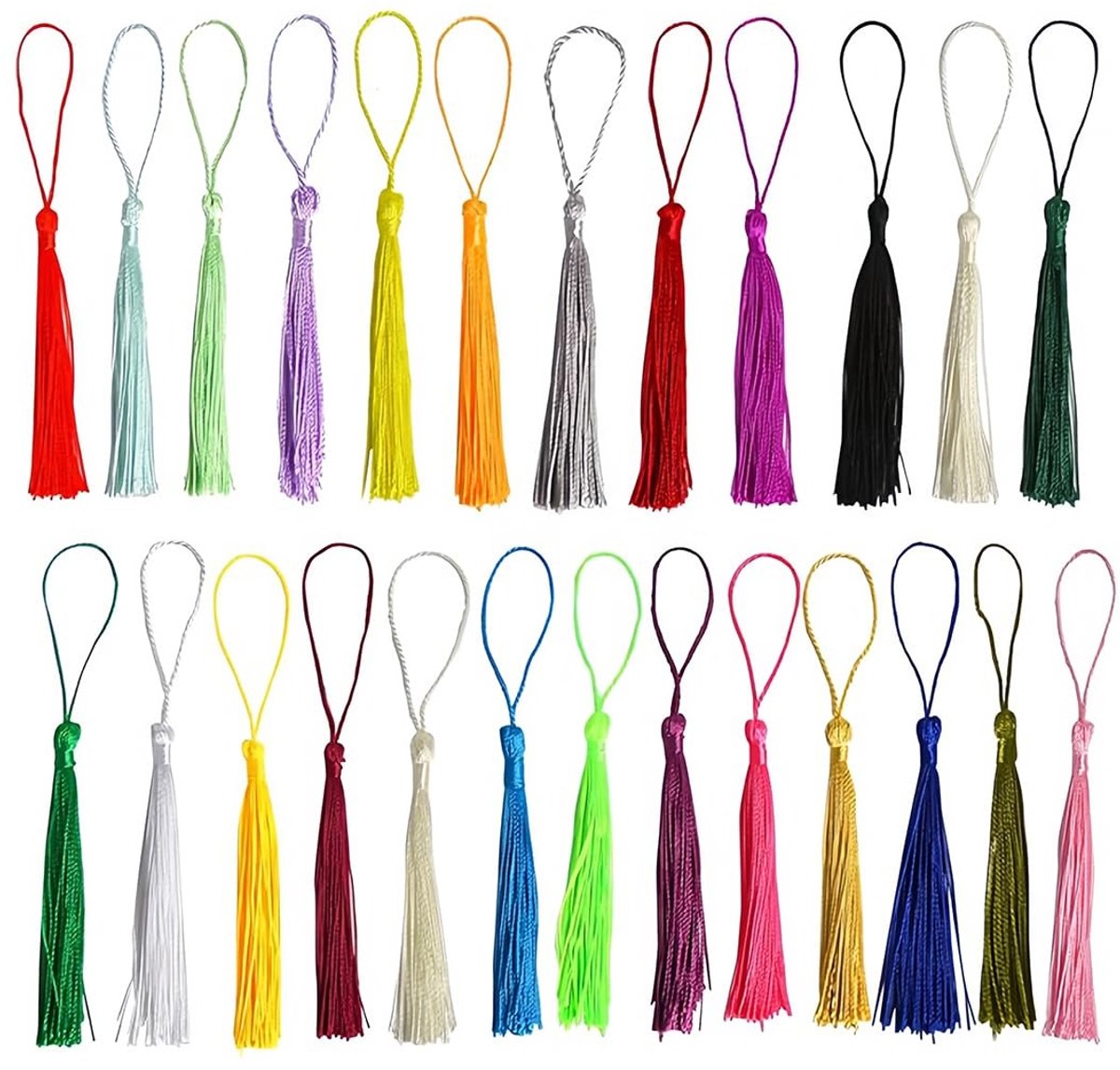 Dailygoods- Kwastjes 50 stuks - Creatieve Mini-kwasten - Zacht, Zijdeachtig Handwerk - Kleurrijke Hangers - Voor Souvenirs/Bladwijzers - Must voor Doe-het-zelfprojecten