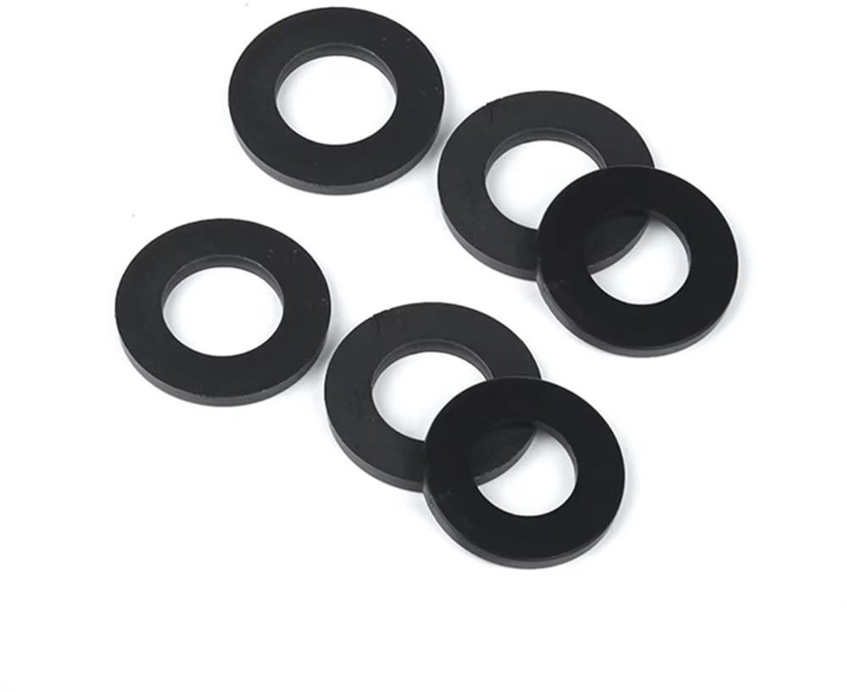 Dailygoods - Kunststof sluitringen - Nylon sluitringen - Duurzaam en sterk - Zwart - Platte sluitringen - Ideaal voor bevestigingen - M10 x 16 x 1,0 mm