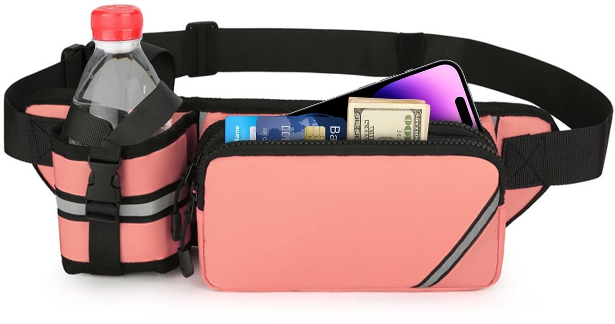 Dailygoods - Esoes Heuptas Riem met flessenhouder, roze