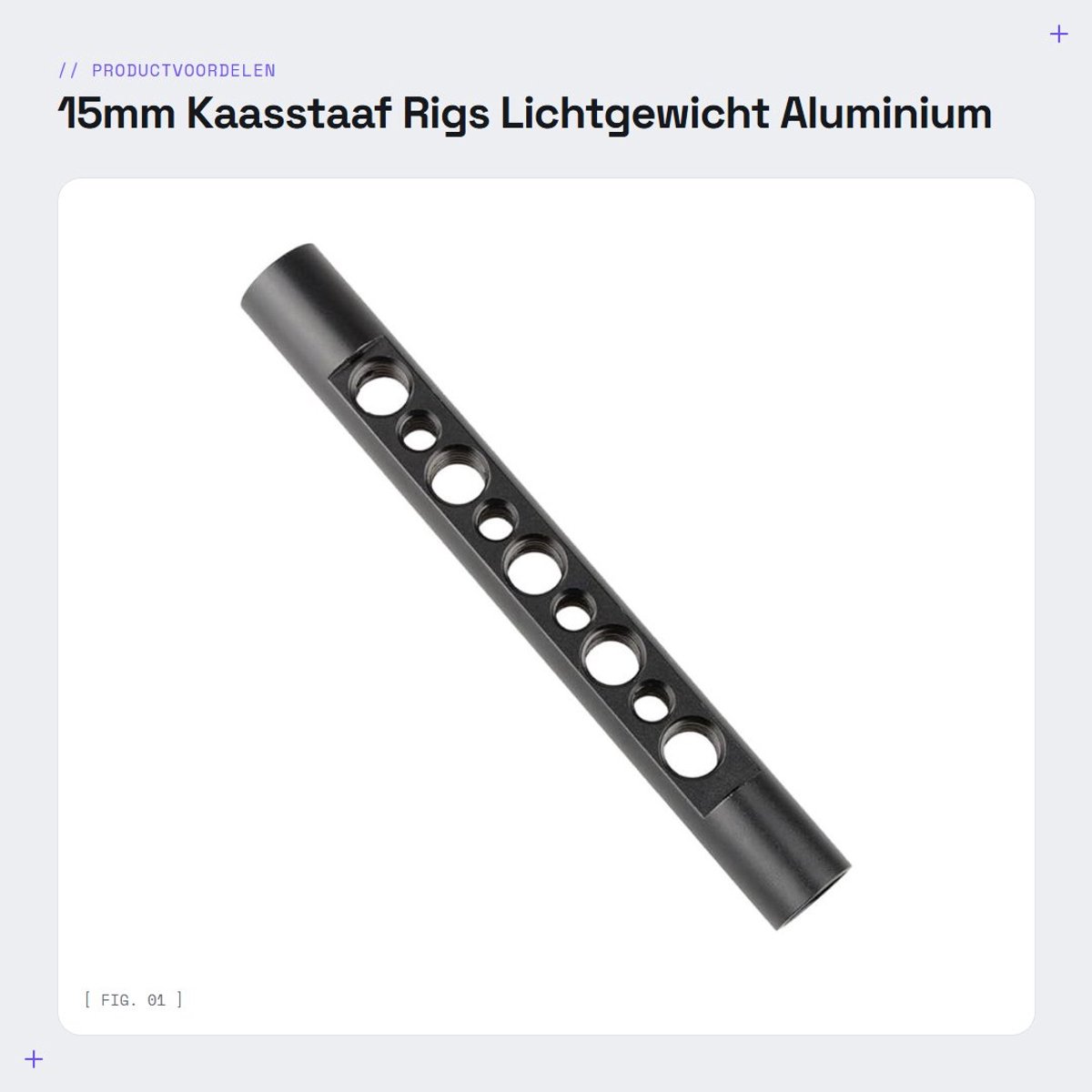 Dailygoods - 15mm Kaasstaaf - Rigs - Lichtgewicht Aluminium - 1/4" en 3/8" Draadgaten - Camera-accessoires - Geschikt voor Videocamera's